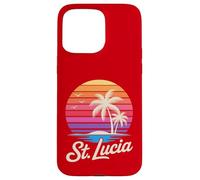 Custodia per iPhone 15 Pro Max St Lucia Caraibi Vacanza Retro anni '80 Tropicale