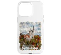 Custodia per iPhone 15 Pro Max Stampa ad acquerello del castello di Neuschwanstein Germania