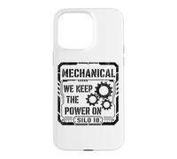 Custodia per iPhone 15 Pro Max Stampa meccanica "We Keep The Power On Black"