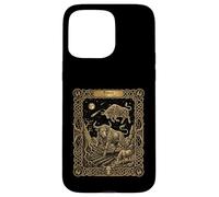 Custodia per iPhone 15 Pro Max Stile carta dei tarocchi dell'oroscopo dello zodiaco del Toro