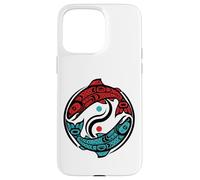 Custodia per iPhone 15 Pro Max Stile tribale dei nativi americani del salmone del Pacifico nord