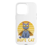 Custodia per iPhone 15 Pro Max Supporto per il cancro infantile con nastro blu giallo russo Hope Cat