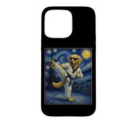 Custodia per iPhone 15 Pro Max Taekwondo Golden Retriever Art Coreano Tae Kwon Do Dog