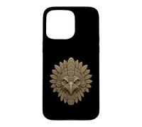 Custodia per iPhone 15 Pro Max Testa di guardiano dell'aquila Maya antica reliquia in pietra