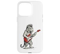 Custodia per iPhone 15 Pro Max Tiger suona la chitarra Rock & Roll Tigers Rocker Music