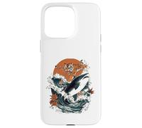 Custodia per iPhone 15 Pro Max Tigre feroce che cavalca lo squalo arte giapponese