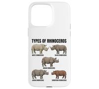 Custodia per iPhone 15 Pro Max Tipi di specie di rinoceronte Tabella educativa Amante della fauna selvatica
