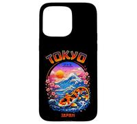 Custodia per iPhone 15 Pro Max Tokyo Giappone Koi Pesce Onda Monte Fuji Sakura Art
