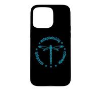 Custodia per iPhone 15 Pro Max Totem degli attributi tribali della libellula Dashert blu