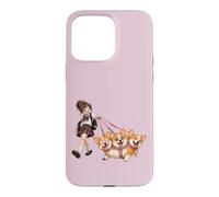 Custodia per iPhone 15 Pro Max Tre teste Corgi Mitologia Fantasy Carino San Valentino Cuori