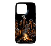 Custodia per iPhone 15 Pro Max Tribù dei nativi americani Falò Indiani d'America Indigeni