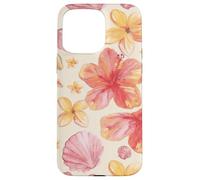 Custodia per iPhone 15 Pro Max Tropical Hibiscus Seashells Summer Floral Pattern