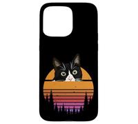 Custodia per iPhone 15 Pro Max Tuxedo Cat Retro 70s Sunset Vintage Cat Lover
