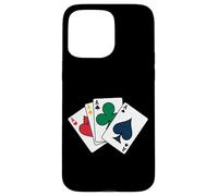 Custodia per iPhone 15 Pro Max Usura di stile del casinò del poker delle carte da gioco di quattro assi per il tee