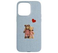 Custodia per iPhone 15 Pro Max Valentine Vintage Cute Teddy Bear Denim Nostalgico Minimal