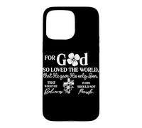Custodia per iPhone 15 Pro Max Versetto Biblico: Dio Ama il Mondo con Fede