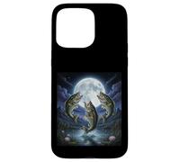 Custodia per iPhone 15 Pro Max Vintage 90s Bass Fish Ululando alla Luna Meme Grafica