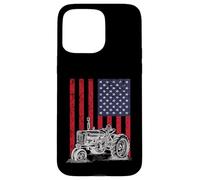 Custodia per iPhone 15 Pro Max Vintage Farming Tractor American Flag Patriotic