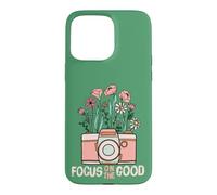Custodia per iPhone 15 Pro Max Vintage Focus On The Good Wildflower Camera Happy Thoughts