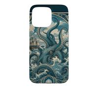Custodia per iPhone 15 Pro Max Vintage Kraken Sea Monster Art Nouveau Nave
