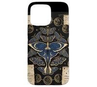 Custodia per iPhone 15 Pro Max Vintage Luna Moth Fase Lunare Celeste Occulto