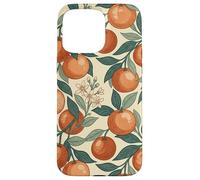 Custodia per iPhone 15 Pro Max Vintage Orange Fruit and Blossom Botanical Pattern