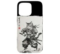 Custodia per iPhone 15 Pro Max Vintage Samurai Cat Japanese Sumi-e Ink Feline Arti Marziali