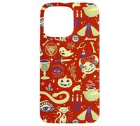 Custodia per iPhone 15 Pro Max Vintage Witchy Halloween Pattern Boho Spooky Tarocchi Design