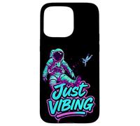 Custodia per iPhone 15 Pro Max Viola e Teal Astronaut Just Vibing Graphic per gli uomini