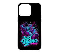 Custodia per iPhone 15 Pro Max Viola e Teal Astronaut Just Vibing Graphic per gli uomini