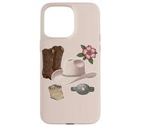 Custodia per iPhone 15 Pro Max Western Cowboy Boots Cappello Floreale Country Style Ranch Life