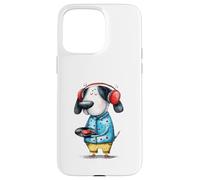 Custodia per iPhone 15 Pro Max Whimsical Dog Cuffie Vinile Record Music Amante