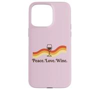Custodia per iPhone 15 Pro Max Wine Tasting Drinker Peace Love Bottiglia di vino Bicchiere