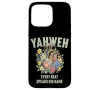 Custodia per iPhone 15 Pro Max Yahweh Boho floreale umano anatomico cuore ebraico ebraico