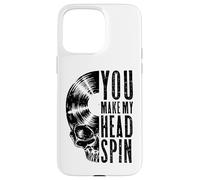 Custodia per iPhone 15 Pro Max You Make My Head Spin, teschio gotico da collezione di dischi vintage