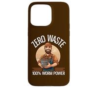 Custodia per iPhone 15 Pro Max Zero Waste 100% Worm Power Divertente allevamento di lombrichi