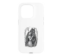 Custodia per iPhone 15 Pro Medieval Maiden Horse Gothic Fantasy Sword Moon Design