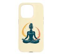 Custodia per iPhone 15 Pro meditare, donna, in, loto, posa, yoga, arte