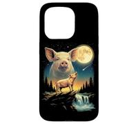 Custodia per iPhone 15 Pro Meme di Pig Howling to the Moon Funny Pig Farm Animal degli anni '90