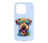 Custodia per iPhone 15 Pro Mens Colorful Paint Splash Pop Art Airedale Terrier Lover