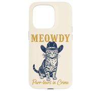 Custodia per iPhone 15 Pro Meowdy Cat Detective Western Feline Noir Criminal Hunter