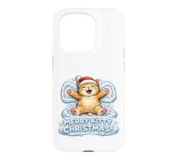 Custodia per iPhone 15 Pro Merry Kitty Christmas - Angelo con neve, adorabile per bambini e bambine