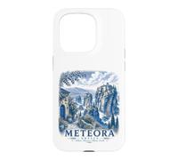 Custodia per iPhone 15 Pro Meteora Grecia Monastero Vintage Viaggi Paesaggio Arte