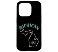 Custodia per iPhone 15 Pro Michigan 586 Codice Area Grafico Stato Profilo Regionale Design