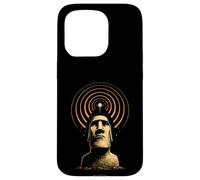 Custodia per iPhone 15 Pro Moai Statua Cosmica Antico Mistero Retro Island