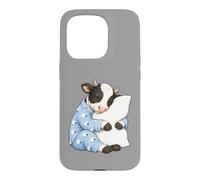 Custodia per iPhone 15 Pro Mucca che dorme in pigiama carino sonno