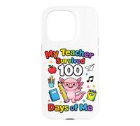 Custodia per iPhone 15 Pro My Teacher Survived 100 Days of Me Funny Teacher axolotl