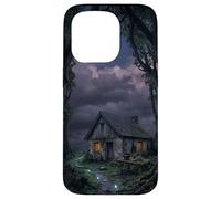 Custodia per iPhone 15 Pro Mystical Forest Cottage Dark Academia Cabina incantata