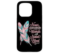 Custodia per iPhone 15 Pro Native Blood Woman Citazione Indigena Piuma Indiana