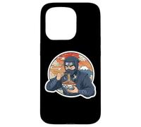 Custodia per iPhone 15 Pro Ninja Eating Ramen Noodles Lover Traditional Japanese Art